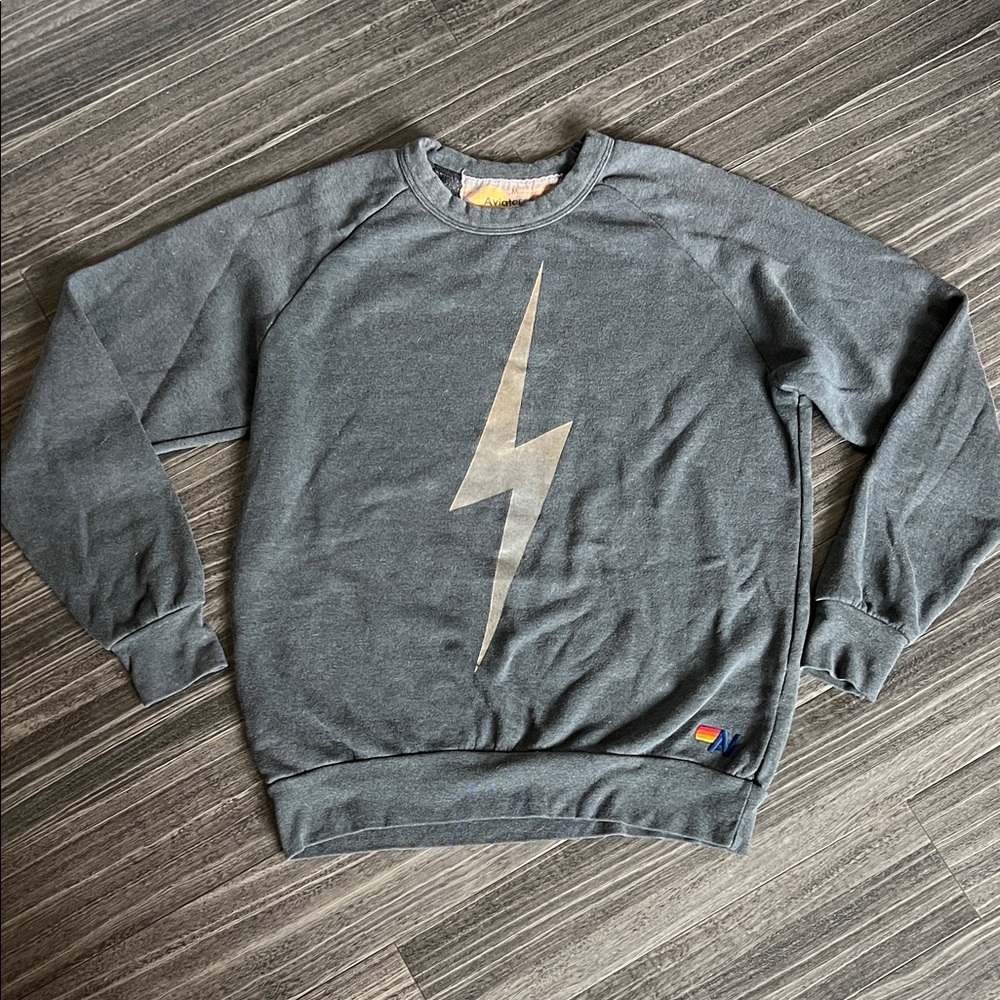 Aviator Nation Heather Grey Bolt Crewneck Sweatshirt